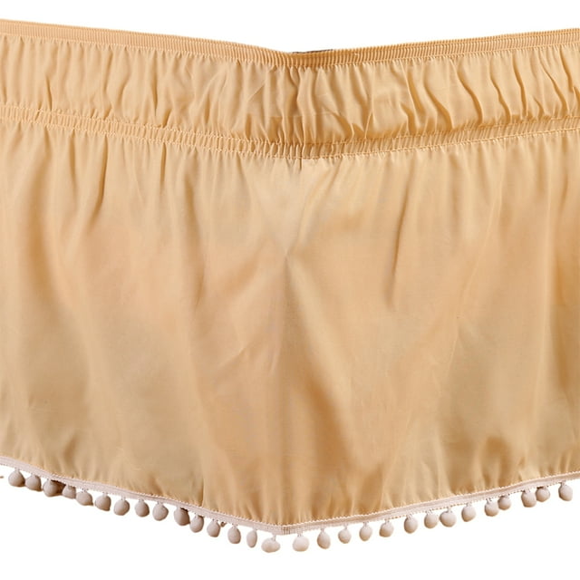 Injueey Faldas de cama elegantes de poliéster, duraderas y fáciles de limpiar alrededor de la sábana con cenefa de cama Juegos de cama Beige Reina de EE. UU. 60 * 80 pulgadas