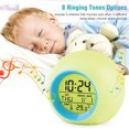 thumbnail image 4 of Kids Alarm Clock, Student Digital Clock for Boys Girls, 7 Colors Changing Light Bedside Clock with 8 Alarm Songs Clock for Children's Bedroom, Indoor Temperature Touch Control Snoozing, 4 of 10