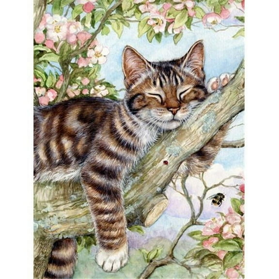 Sleepy Cat by Debbie Cook Flag Canvas House Size