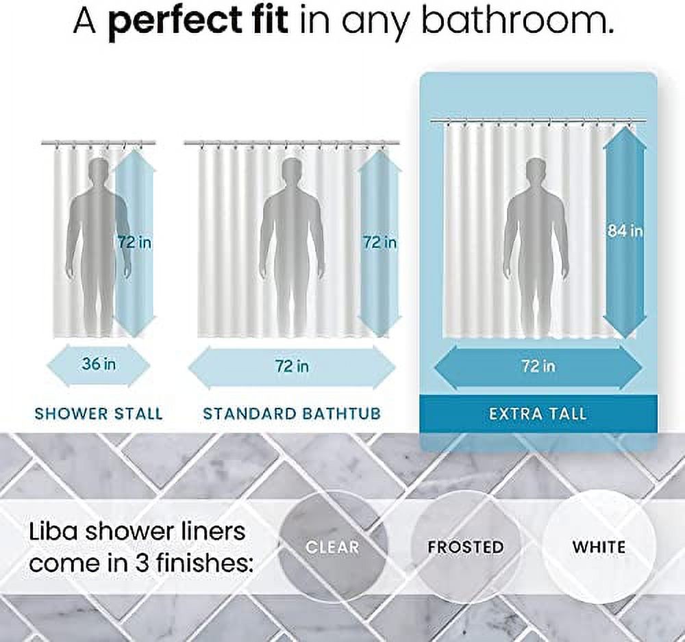 LiBa PEVA 10-Gauge Shower Curtain Liner, 72” W x 84” H - Clear, 10G Extra Heavy Duty Thickness for Bathroom