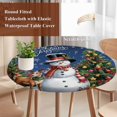 thumbnail image 4 of Navy Blue Christmas Round Tablecloth, Fitted Table Cover with Elastic for 55"-60" Round Tables, Snowman Xmas Tree Snowflake Gifts Elk Table Cloth Outdoor Indoor Dinning Party Waterproof Tablecloths, 4 of 7