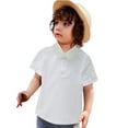 thumbnail image 2 of longantii Summer Polo Shirts Basic Collared Short Sleeve Uniform Modern Fit Back To School Tees Solid Color Outfit for Little Boys White 12-13 Year, 2 of 6