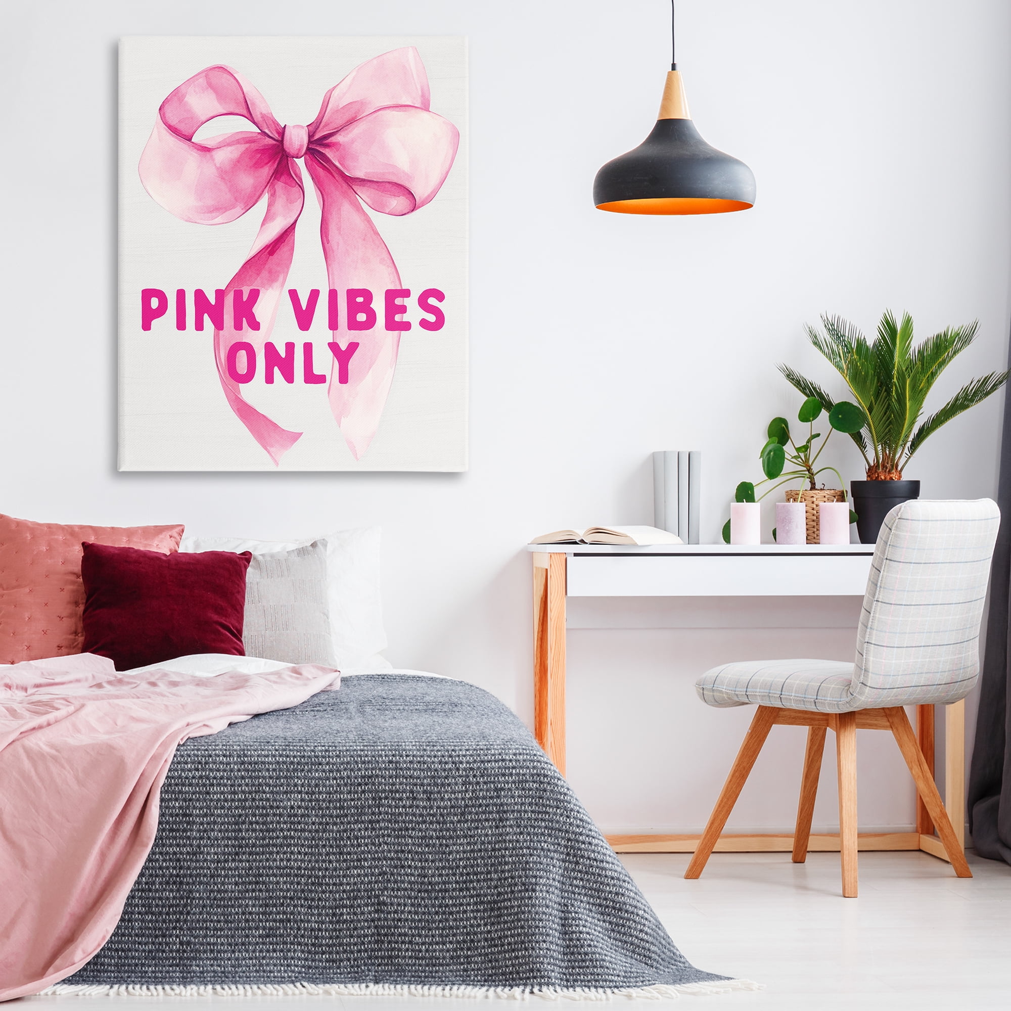 Girly Pink Vibes Only Canvas Wall Art, design by Lettered and Lined