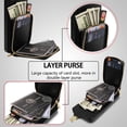thumbnail image 4 of Allytech Case for iPhone 11 Pro Max, [Large Capacity] Wallet Case with Card Slots & Zipper Pocket, Premium PU Leather Metal Snap Kickstand Shockproof Case with Shoulder Strap, Black, 4 of 7