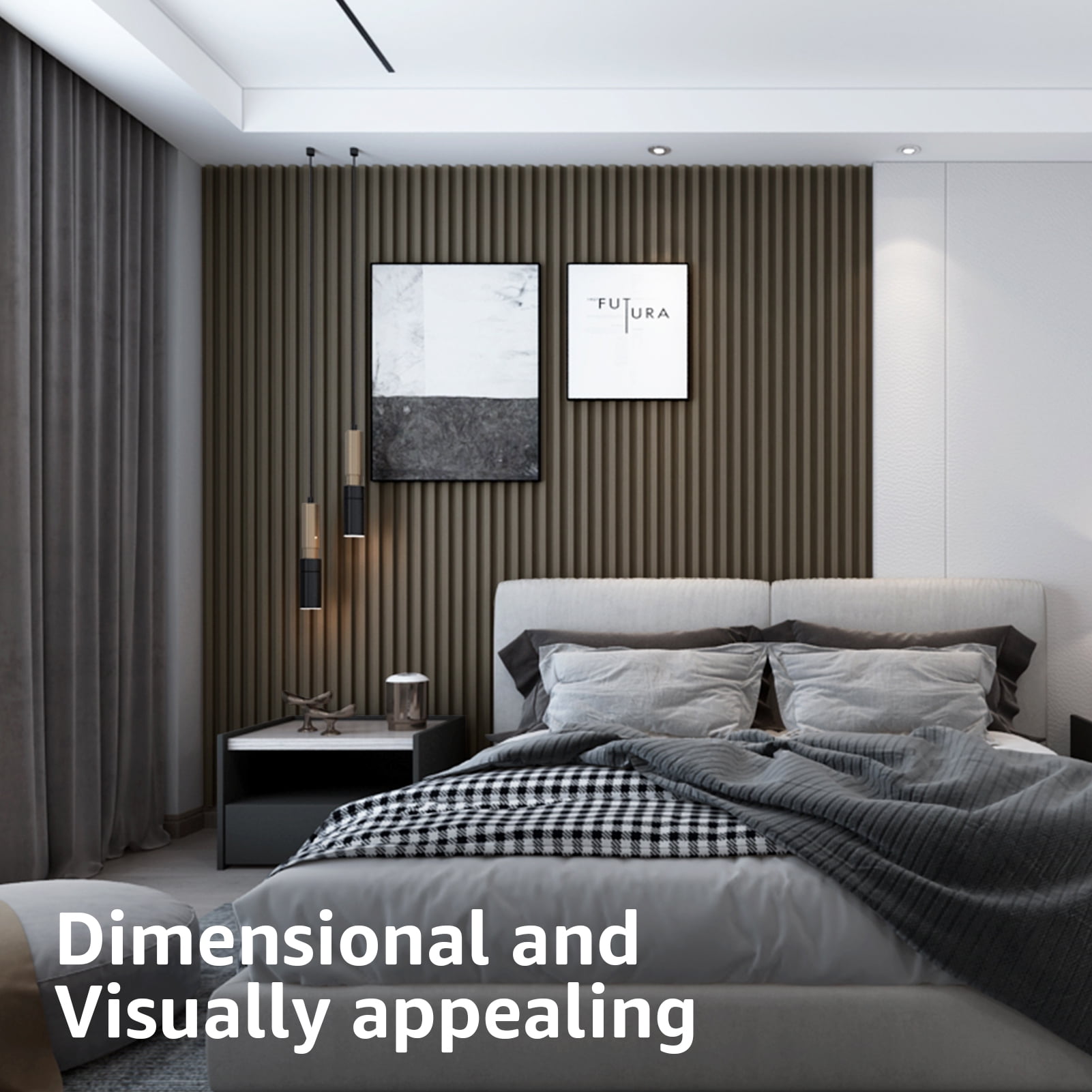 Art3d Slat Wall Panel,WPC Acoustic Diffuser 3D Wall Panel,8 Pieces 96x6 inch-Walnut(32 sq.ft/Case)