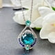 thumbnail image 3 of Collar de tesoro de color azul Londres de gran quilates con corte de fuegos artificiales brillantes, colgante de color Paraiba de alta gama europeo y americano, 3 of 5