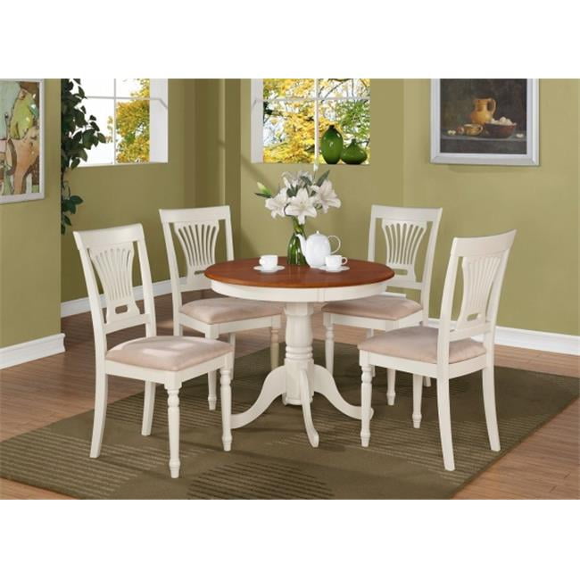 East West Furniture Anpl3 Whi C 3, Round Kitchen Table With Padded Chairs