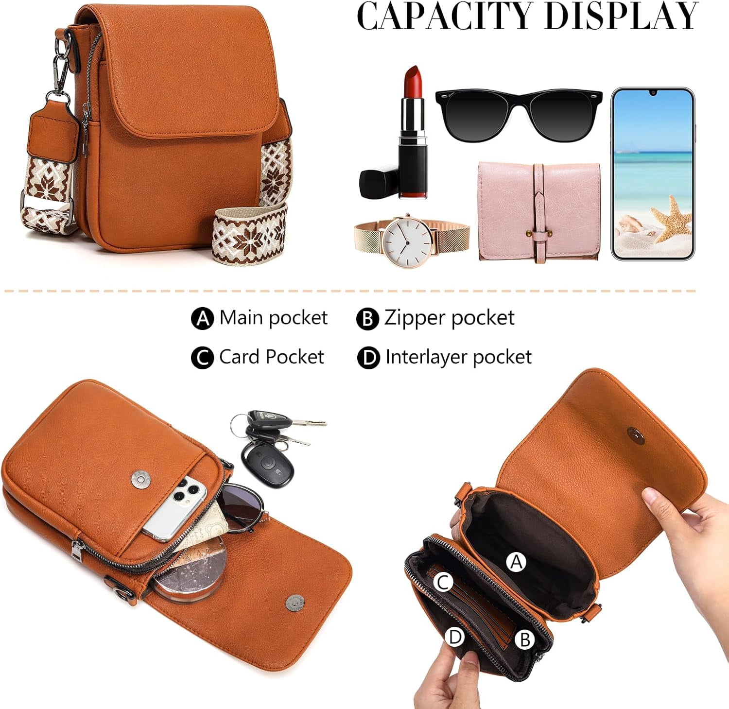 Small Crossbody Bag for Women Cell Phone Bag Cross Body Wallet Purses Mini Shoulder Handbag Purse with Card Slots