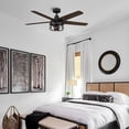 thumbnail image 5 of Parrot Uncle 52 Inch Industrial Ceiling Fan with Lights and Remote, Matte Black Cage Ceiling Fan, 5 Reversible Blades, Farmhouse Ceiling Fan for Indoor, 5 of 10