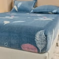 Winter Warm Fitted Sheet Stars Pinted Flannel Fleece Bed Sheet for