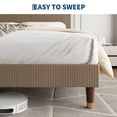 thumbnail image 6 of Garvee Corduroy Upholstered Platform Bed Frame with Headboard – Sturdy Metal & Wooden Slat Support, Noise-Free, Modern Low Profile, Easy Assembly – Queen Size, Brown, 6 of 7