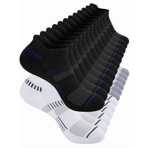 COOPLUS 12 Pairs Mens Socks Ankle Socks for Mens Low Cut Cushioned Breathable Socks