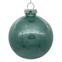 Vickerman 6" Clear Ball Christmas Ornament with Frosty Mint Glitter Interior, 4 Pieces per bag