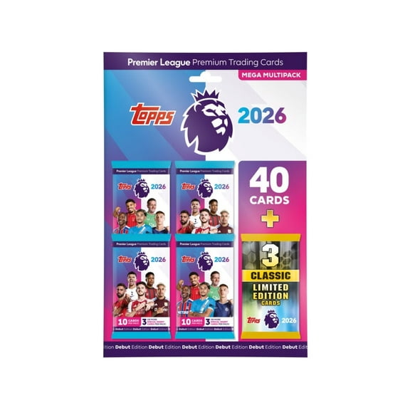 2025-26 Topps Premier League Debut Edition Cards - Mega Multipack (40 Cards 3 LE)