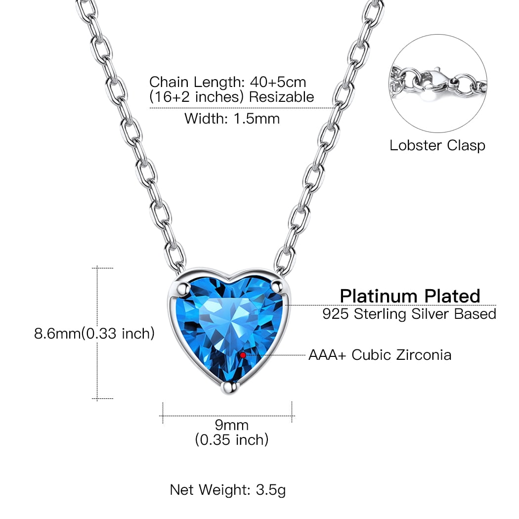 Suplight Women 925 Sterling Silver Birthstone Love Heart Jewelry Sets Birthday Gifts for Women