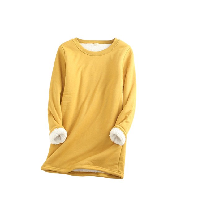 Ropa interior térmica de mujer portátil Color sólido reutilizable reemplazo de manga larga invierno otoño caliente mantenimiento camiseta de Prendas para la parte del cuerpo Amarillo METRO sweethay AP013396-10