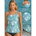 thumbnail image 2 of Asoul Womens One Shoulder Keyhole Tankini Tops Side Tie Ruched Swimsuit Tops Only(No Bottoms), 2 of 9