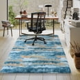 thumbnail image 2 of Janvonne Fluffy Area Rug for Bedroom, Modern Shaggy Carpets Fuzzy Rug for Teens Dorm Bedside Home Decor Aesthetic, Heavy Duty Non Slip, 4x6ft, Abstract Blue and Yellow, 2 of 8