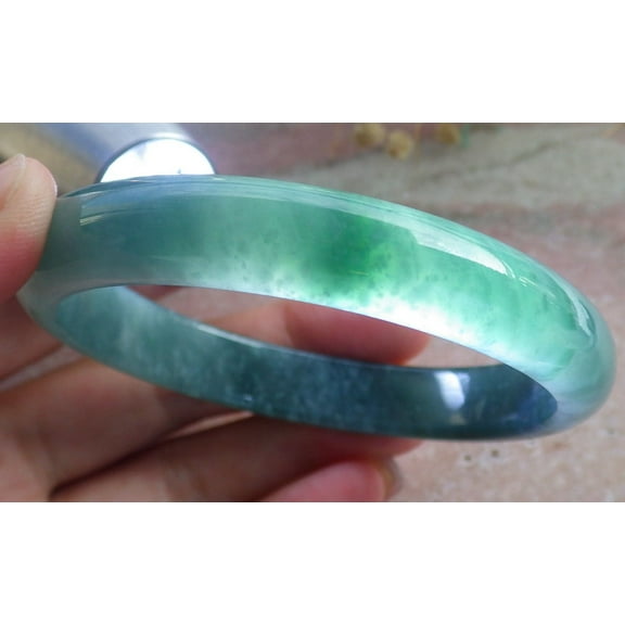 Icy Green Natural A JADE Jadeite Bangle Bracelet 59 mm 683401 TN