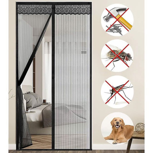 Mosquitera Puerta Magnética, Puerta Anti Mosquitos 90x210cm Cierre Automático Mosquitera Magnética Cortina De Puerta