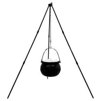 Tripod Jar-Halloween Decorations-Halloween Decor Outdoor Large Cauldron On Tripod Outdoor Decorations with Green Light Black Plastic Bowl Candy Bucket for Halloween Indoor Porch Outdoor