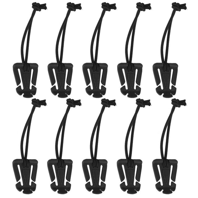 MasteelfCA 10pcs Molle Web Dominator Buckles Strap Clip Belt Keeper Tactical Strap Management Tool with Elastic String for Backpack Webbing (Black)