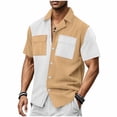 thumbnail image 2 of DayScoop Men Casual Shirts Summer Short Sleeve Shirt Fashion Print Turndown Collar Colorblock Pocket Button Down Loose Tops Tee, 2 of 6