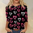 thumbnail image 2 of Garbnen Valentines Day Top for Women 3/4 Sleeve T Shirts for Women Love Heart Graphic Crew Neck Dressy Women Tunic Tops, 2 of 5
