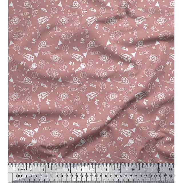 Soimoi Polyester Crepe Fabric Geometric Sign,Flag & Football Sports Print Fabric by Yard 52 Inch Wide