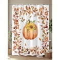 thumbnail image 4 of Fsddascl Fall Pumpkin Shower Curtain Set - Extra Long 72" x 96" Washable Bathtub Curtain with 12 Hooks, Thanksgiving Eucalyptus Sunflower Rose Waterproof Fabric Stall Shower Curtains for Bathroom, 4 of 6