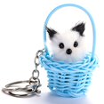 thumbnail image 3 of Precioso llavero con colgante de gato de peluche, bonito anillo de metal, bolsa, adorno para coche (azul), 3 of 3