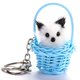 thumbnail image 3 of Accesorio de bolso y anillo de metal, adorable llavero con dije de gato de peluche azul, 3 of 3