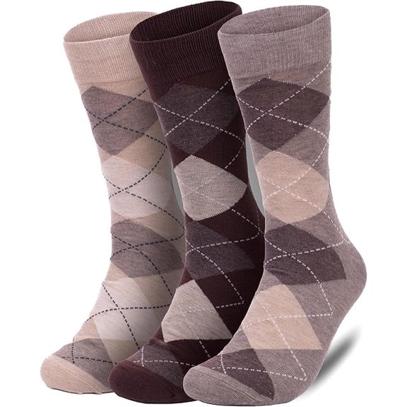 Premium Argyle Dress Socks for Men, Classic and Fun Cotton Socks, 3 Pair Set with Gift Box - Argyle Socks