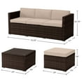 thumbnail image 2 of Lavish Home 3PC Synthetic Rattan  Rattan Patio Furniture Set with Sectional and Table for 3 Adults (Brown), 2 of 14