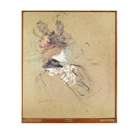 1896 Art - Profile of a Woman, 1896 (Oil on Card) Print Wall Art By Henri de Toulouse-Lautrec
