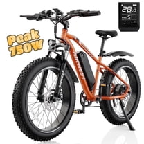 AIRWEST Men's Electric Mountain Bike, 26″ Fat Tire Electric Bike, Peak 750W Motor 48V 13Ah Removable Battery, 7-Speed, All-Terrain E-Bike, Max Speed 25MPH (40KMH), UL2849