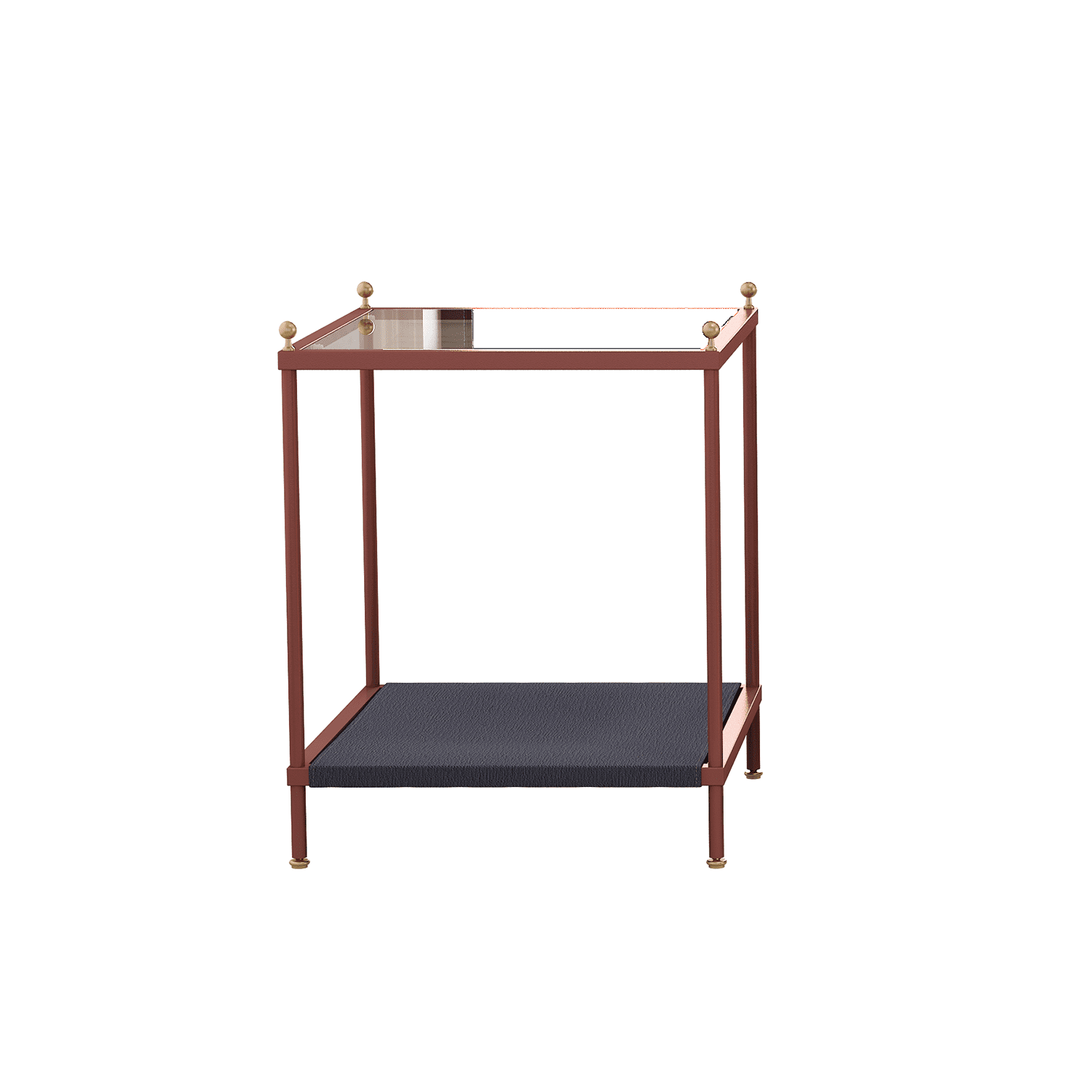 Kadyn Modern Square Coffee Table, Glass Coffee Table for Living Room, Carbon Steel 2-Tier Tea Table & Pet Sharing Table （Provide pet mat）, Rose Gold