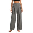 thumbnail image 4 of Vivianyo HD Women's Front Pleat Woven Bottoms, Straight Leg Office Casual Trousers with Side Pockets for Women, Women's Gray, Sizes S-2XL, 4 of 5
