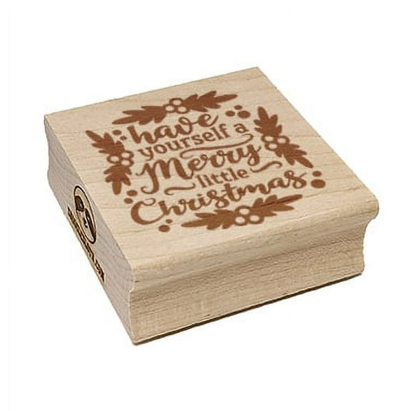 Have Yourself a Merry Little Christmas Square Rubber Stamp Stamping Scrapbooking Crafting - Small 1.25in