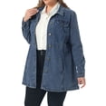 thumbnail image 6 of Agnes Orinda Women's Plus Size Denim Jacket Buttons Long Sleeves Jean Jackets 2X Gray Blue, 6 of 8