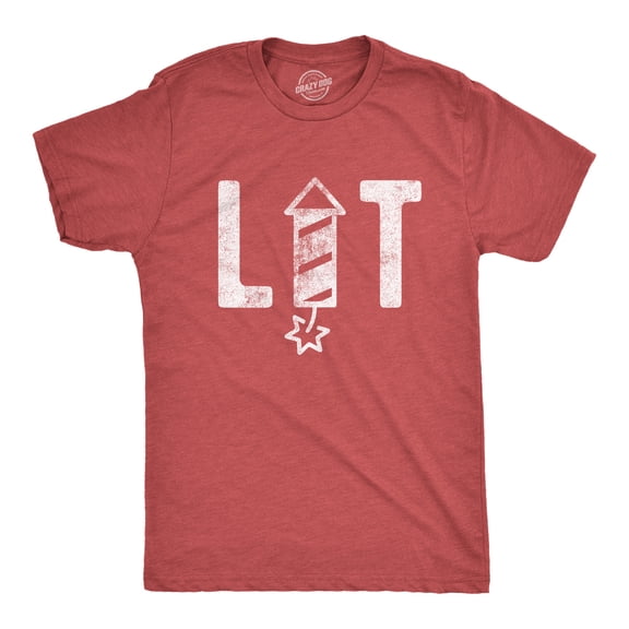 Mens Lit Firework T Shirt Funny 4th of July Parade Firecracker Graphic Novelty Tee Graphic Tees