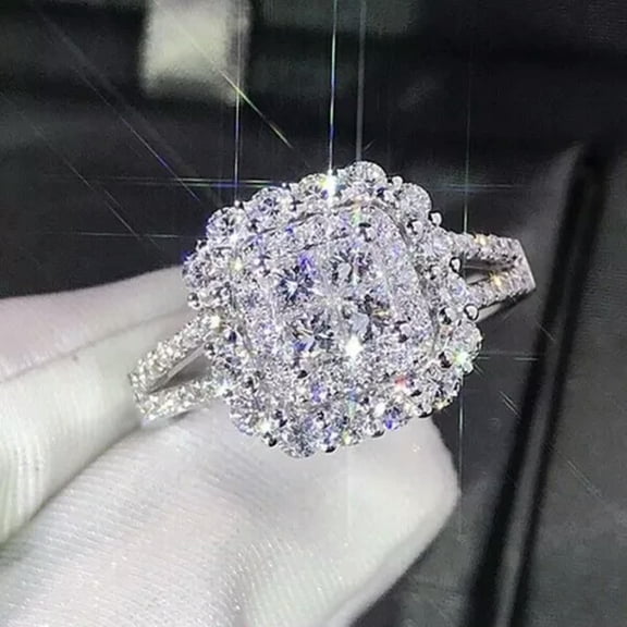 HOOUN 925 Silver Rings for Women Cubic Zirconia Jewelry Wedding Ring Size 6-10-8-#1