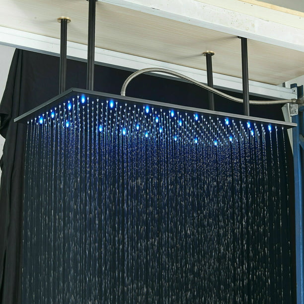 LED Large Rain Shower Top Sprayer Ceiling Mounted Matte Black - Walmart.com