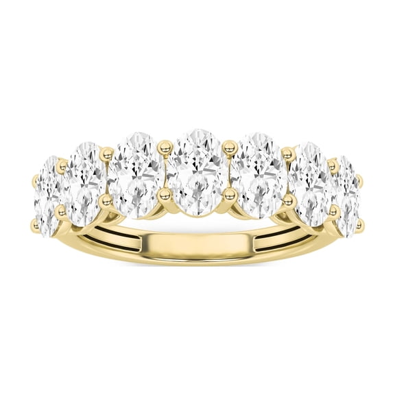 Fireborn IGI Certified 3Cttw Oval Shaped Lab Grown Diamond (F/VS) Seven Stone Band Ring in 14K Gold