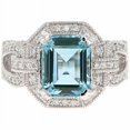thumbnail image 2 of HeartsAndYou 4ct Natural Aquamarine & Diamond Ring Art Deco Cluster 100% 14k SOLID White Gold, 2 of 9