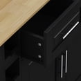 thumbnail image 7 of Kitchen Island Cart, Rolling Kitchen Island with Drop Leaf and 2 Door Cabinet, Two Drawers, Spice Rack, Towel Holder, Wine Rack (Black), 7 of 7