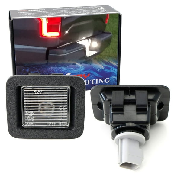 OEM-Replace Clear Lens License Plate Lamps Assy For 2015-2020 Ford F150 and Ford Raptor, LH RH w/Light Bulbs and Sockets