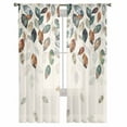 thumbnail image 3 of Teal Brown Botanical Sheer Curtains 96 Inches Long 2 Panels Set, Window Sheer Curtains for Living Room/Bedroom, Pastoral Fall Weeping Maple Leaf Light Filtering Rod Pocket Curtain 52'' x 96'' x 2, 3 of 7