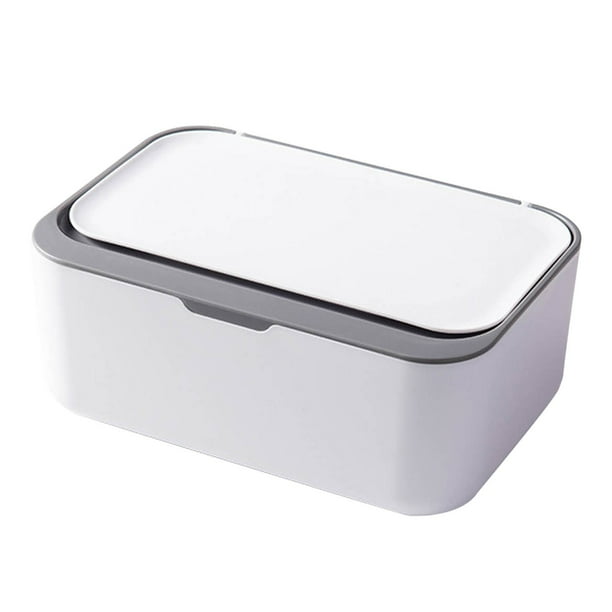 Dispensador de toallitas húmedas para el baño con tapa para envase rellenable con diseño hermético, color gris