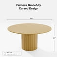 thumbnail image 3 of Dovelina 60 in. Soild Wood Natural Oak Dining Table Round Kitchen Table, 3 of 5